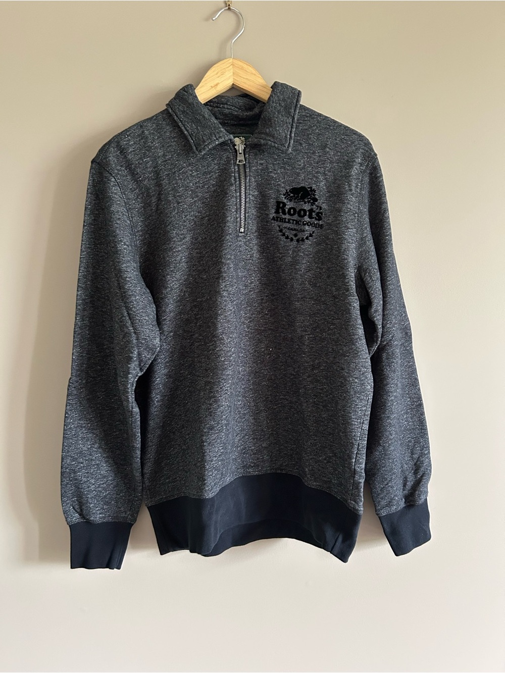 Roots Men's Heather Charcoal Zip-Up Pullover